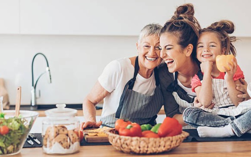 Mother with Child and Grandma